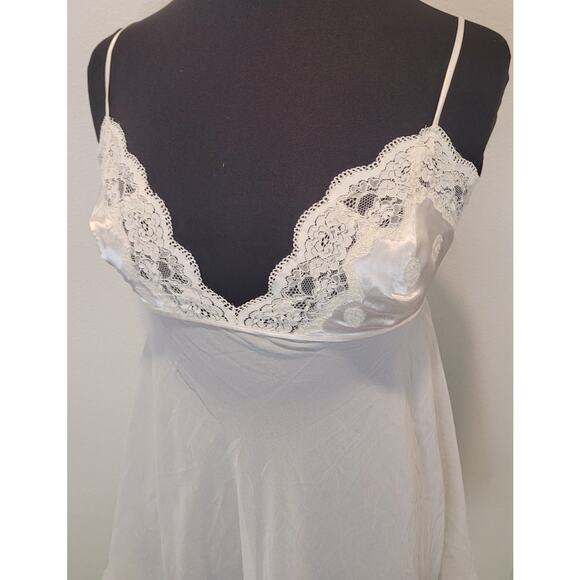 Vintage Victoria’s Secret Lace Babydoll Slip White Sheer Medium - Picture 2 of 8
